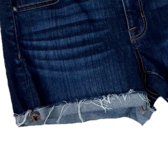 American Eagle AEO Jean Shorts Raw Frayed Hem 3” Inseam Stretch Dark Wash Size 2 - Picture 5 of 8